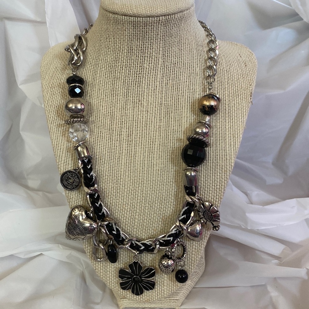 Paparazzi black/silver necklace with earrings